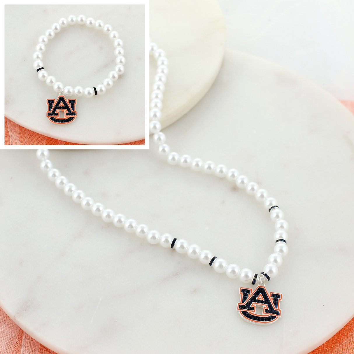 Auburn Pearl & Crystal Logo Gift Set