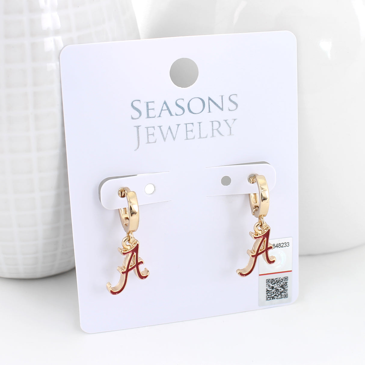 Alabama Huggie Hoop Earrings w/ Enamel Logo