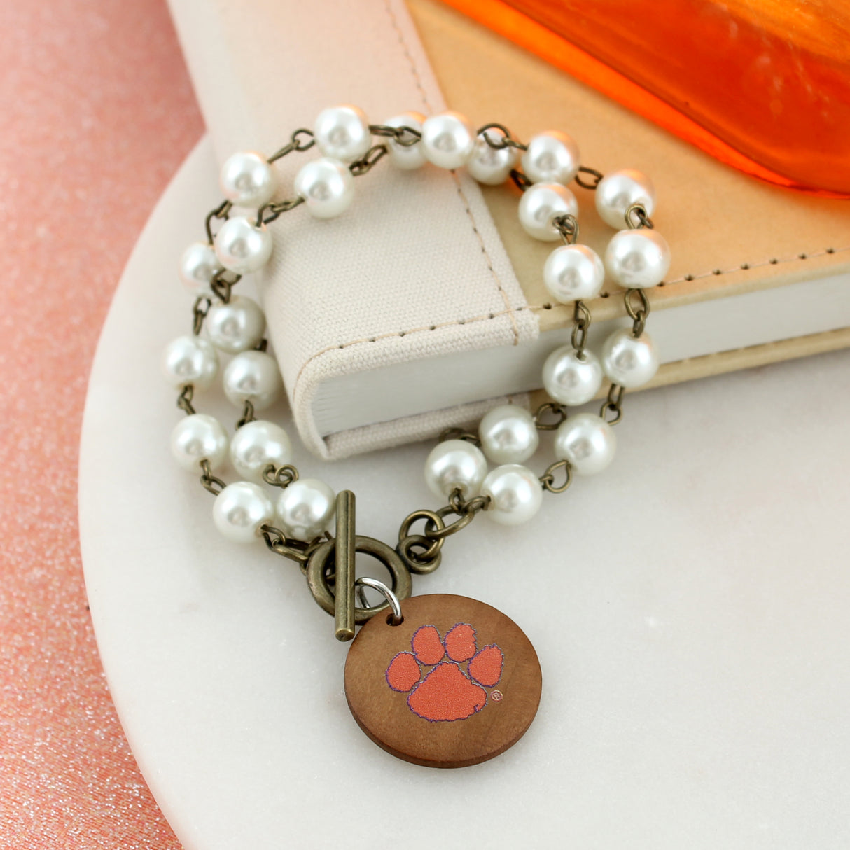 Clemson Pearl & Wood Jewelry Gift Set