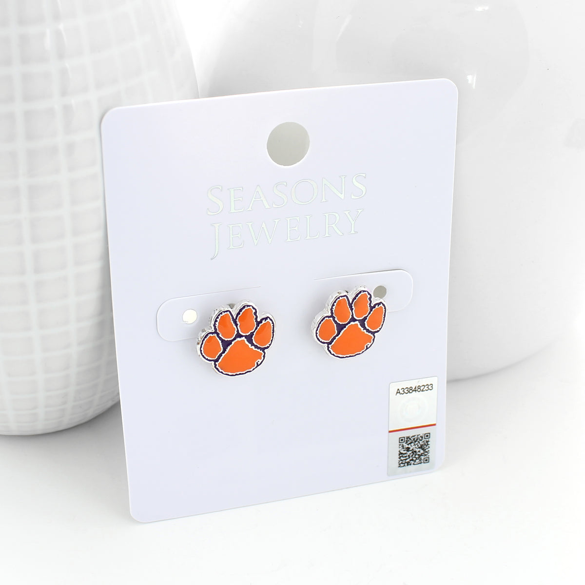 Clemson Enamel Logo Stud Earrings
