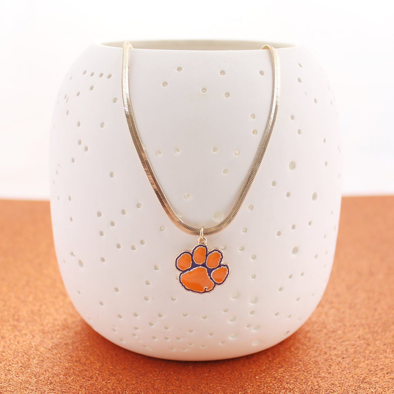 Clemson Gold & Enamel Logo Necklace