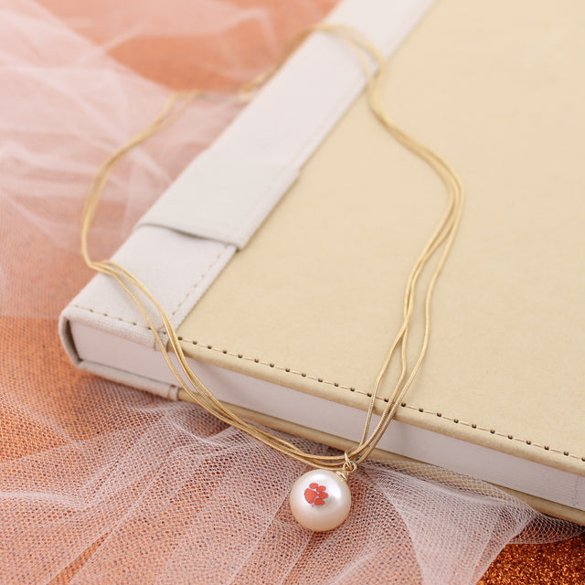 18” Clemson Gold & Pearl Logo 3-Strand Necklace