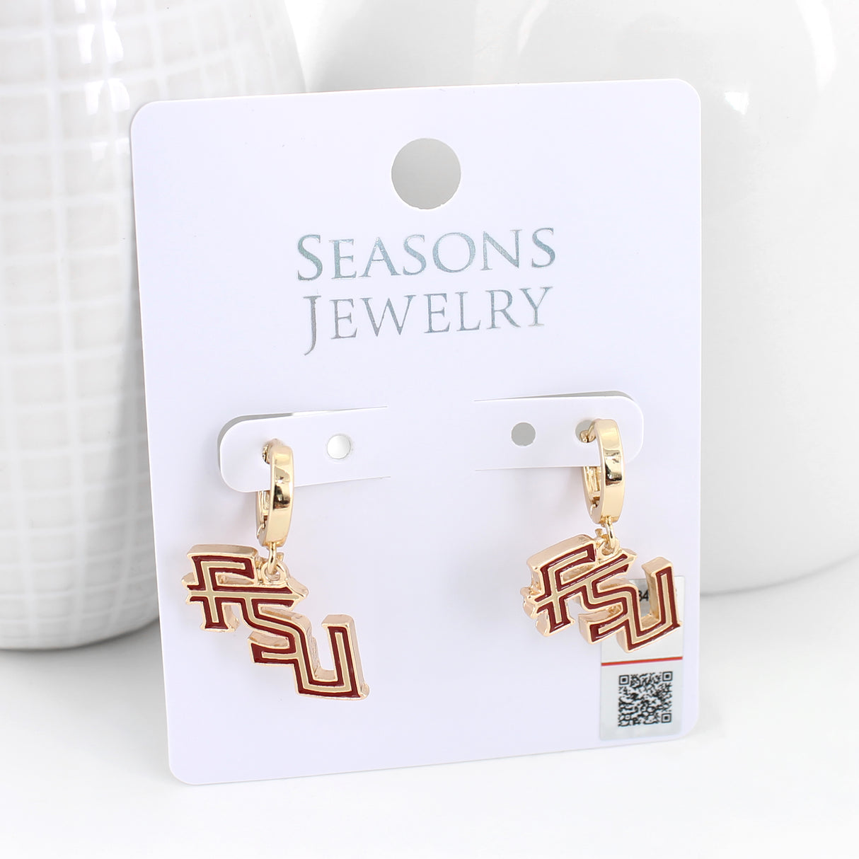 Florida State Huggie Hoop Earrings w/ Enamel Logo