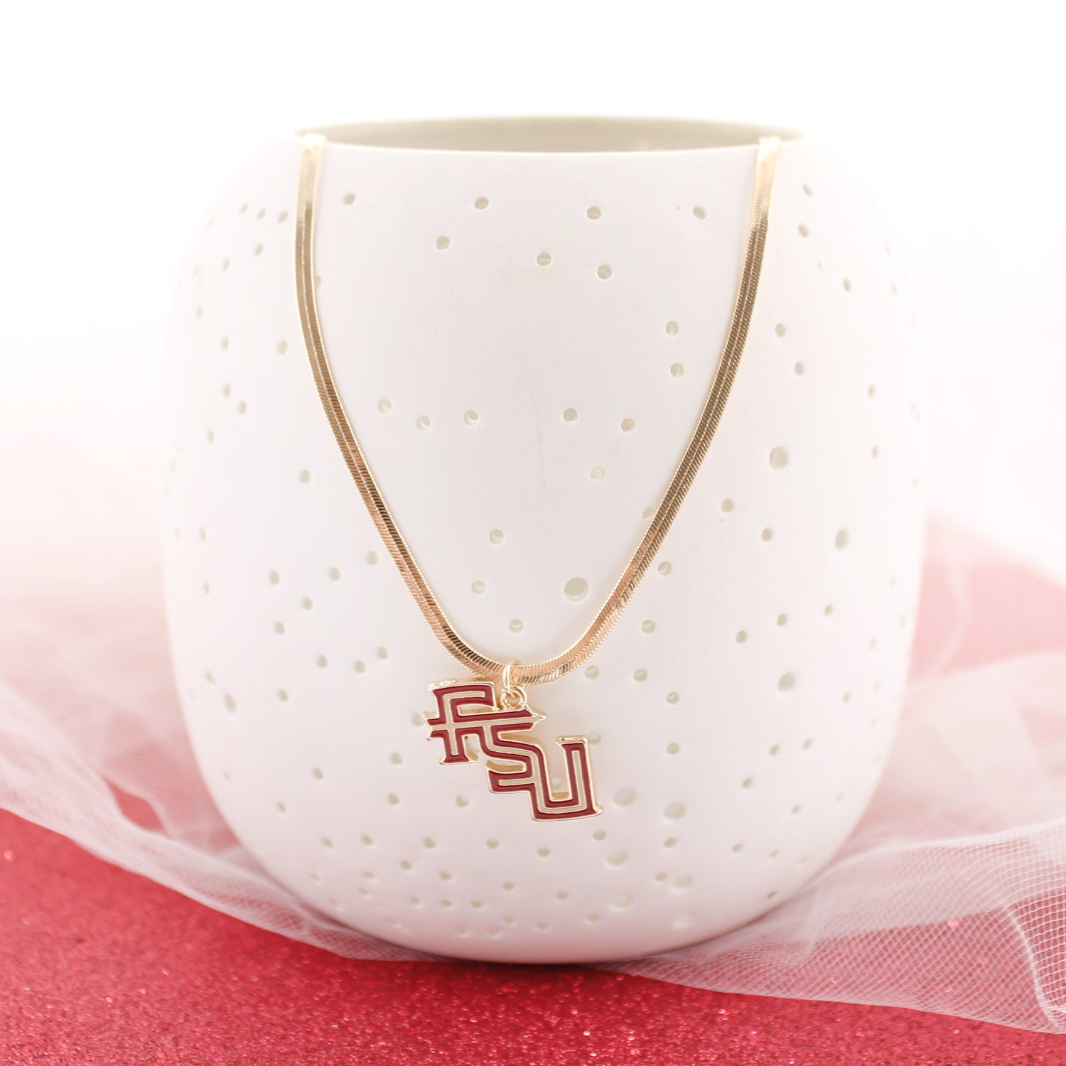 Florida State Gold & Enamel Logo Necklace