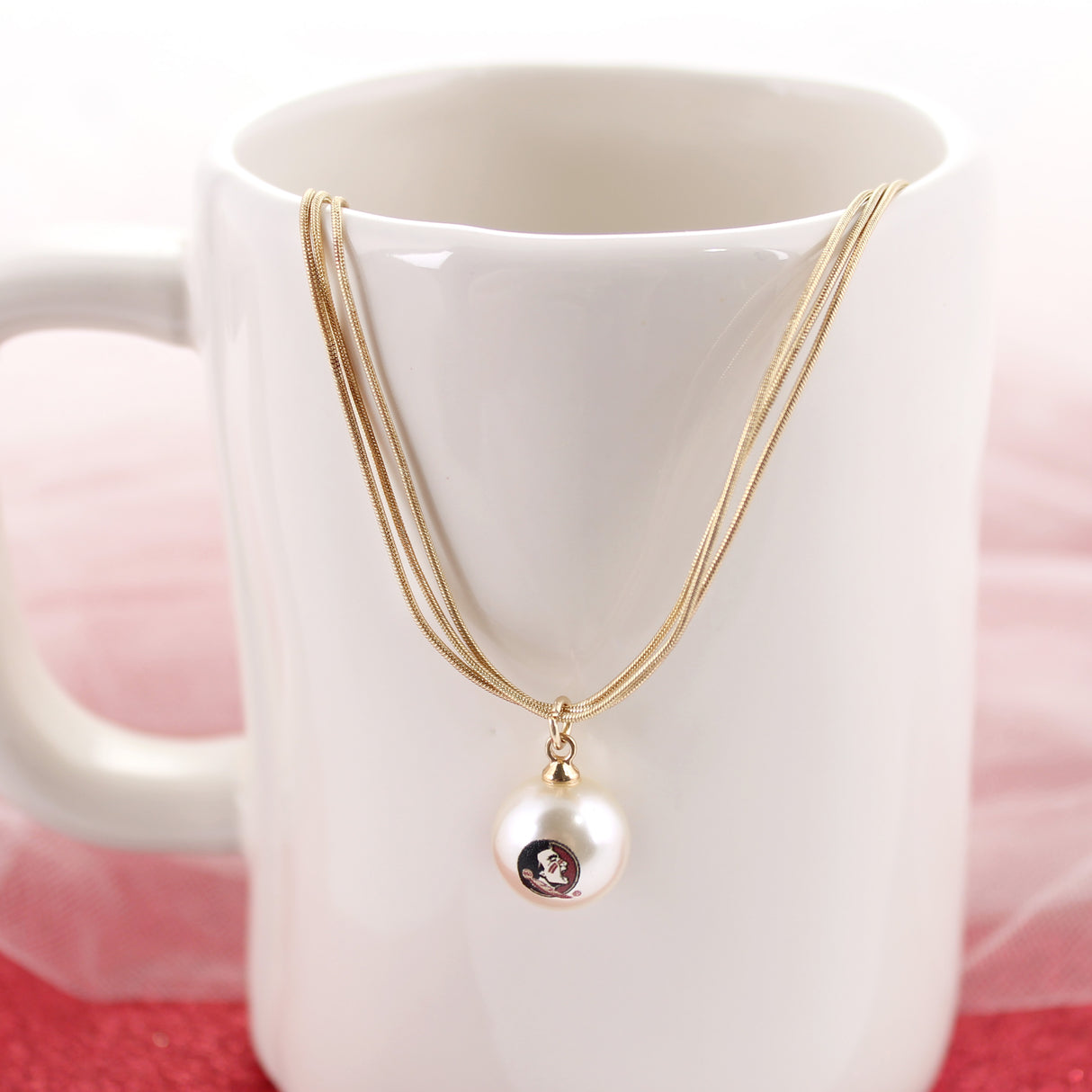 18” Florida State Gold & Pearl Logo 3-Strand Necklace