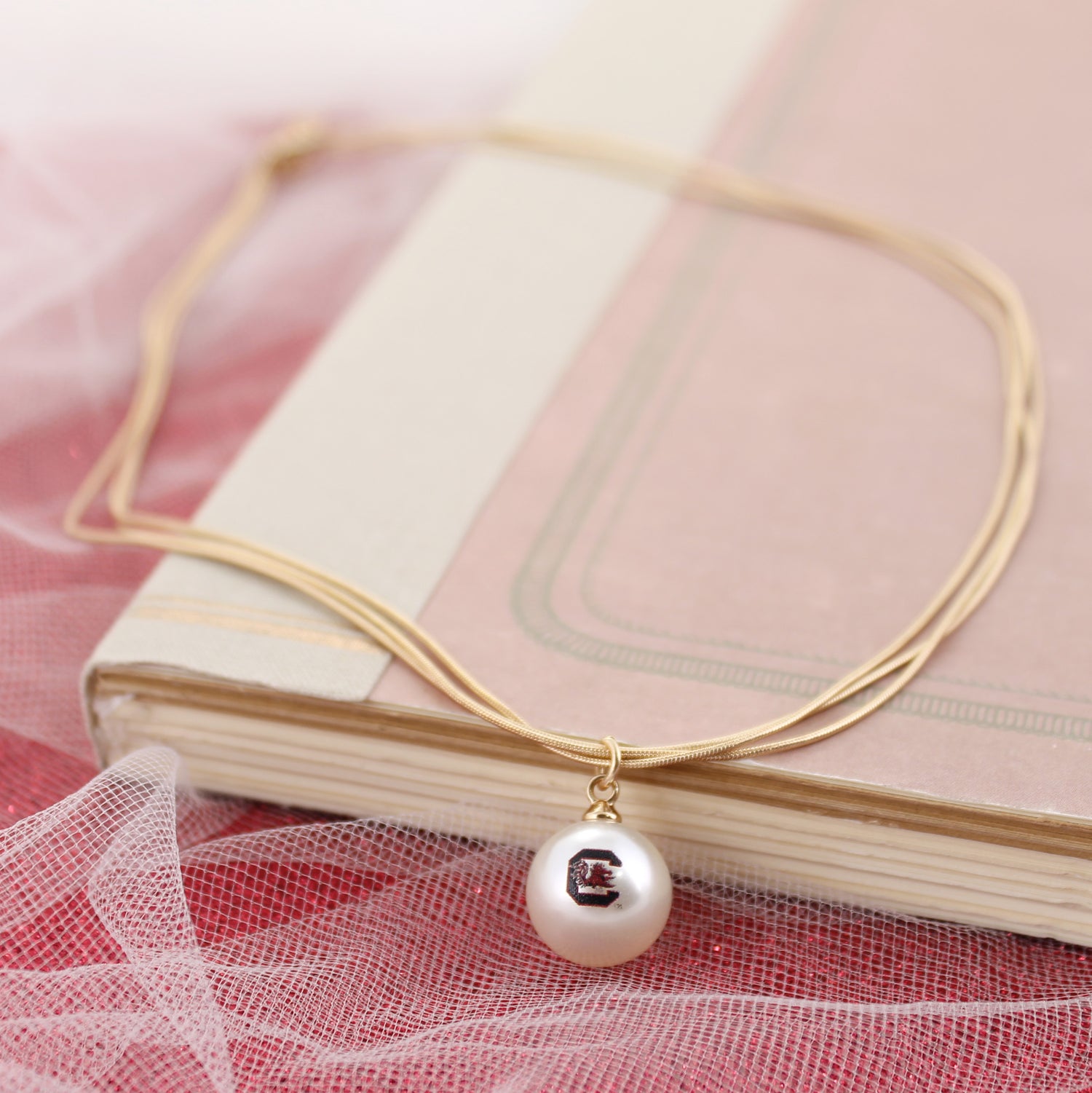 18” South Carolina Gold & Pearl Logo 3-Strand Necklace