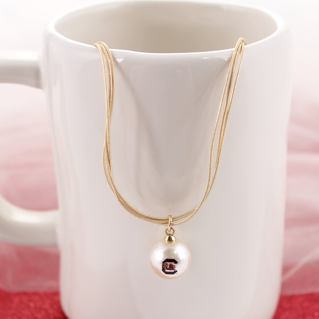 18” South Carolina Gold & Pearl Logo 3-Strand Necklace
