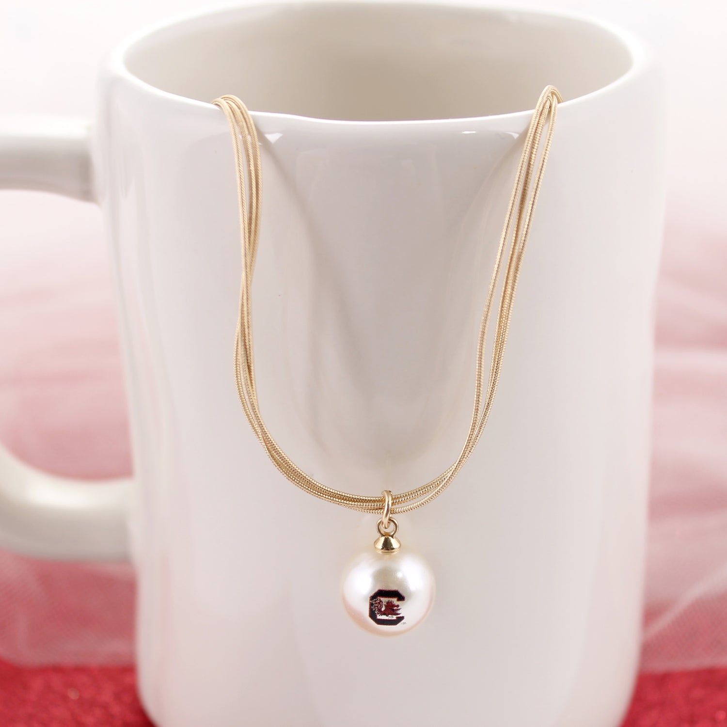 18” South Carolina Gold & Pearl Logo 3-Strand Necklace