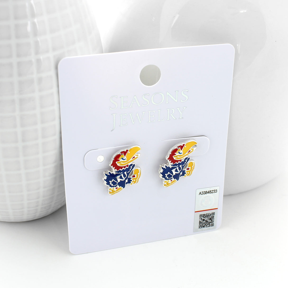 Kansas Enamel Logo Stud Earrings