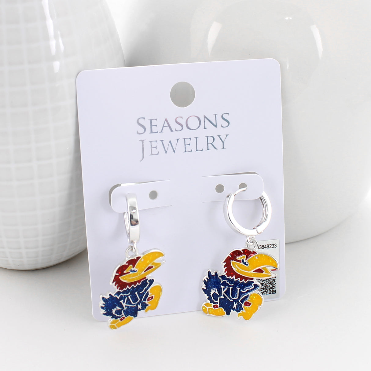 Kansas Glitter Enamel Logo Huggie Hoop Earrings