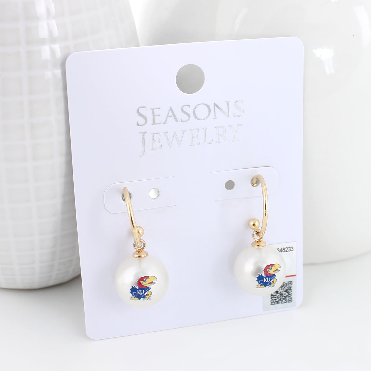 Kansas Pearl Logo Hoop Earrings