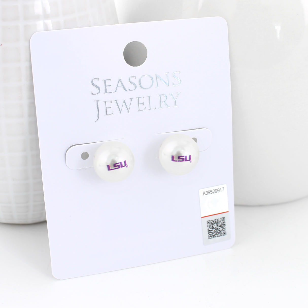 LSU Logo Pearl Stud Earrings