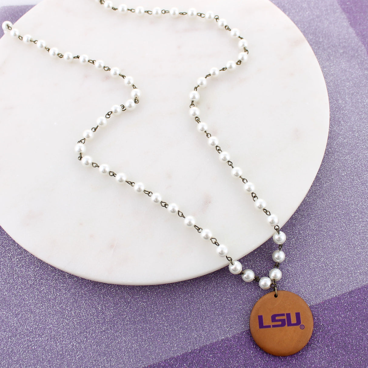 LSU Pearl & Wood Jewelry Gift Set