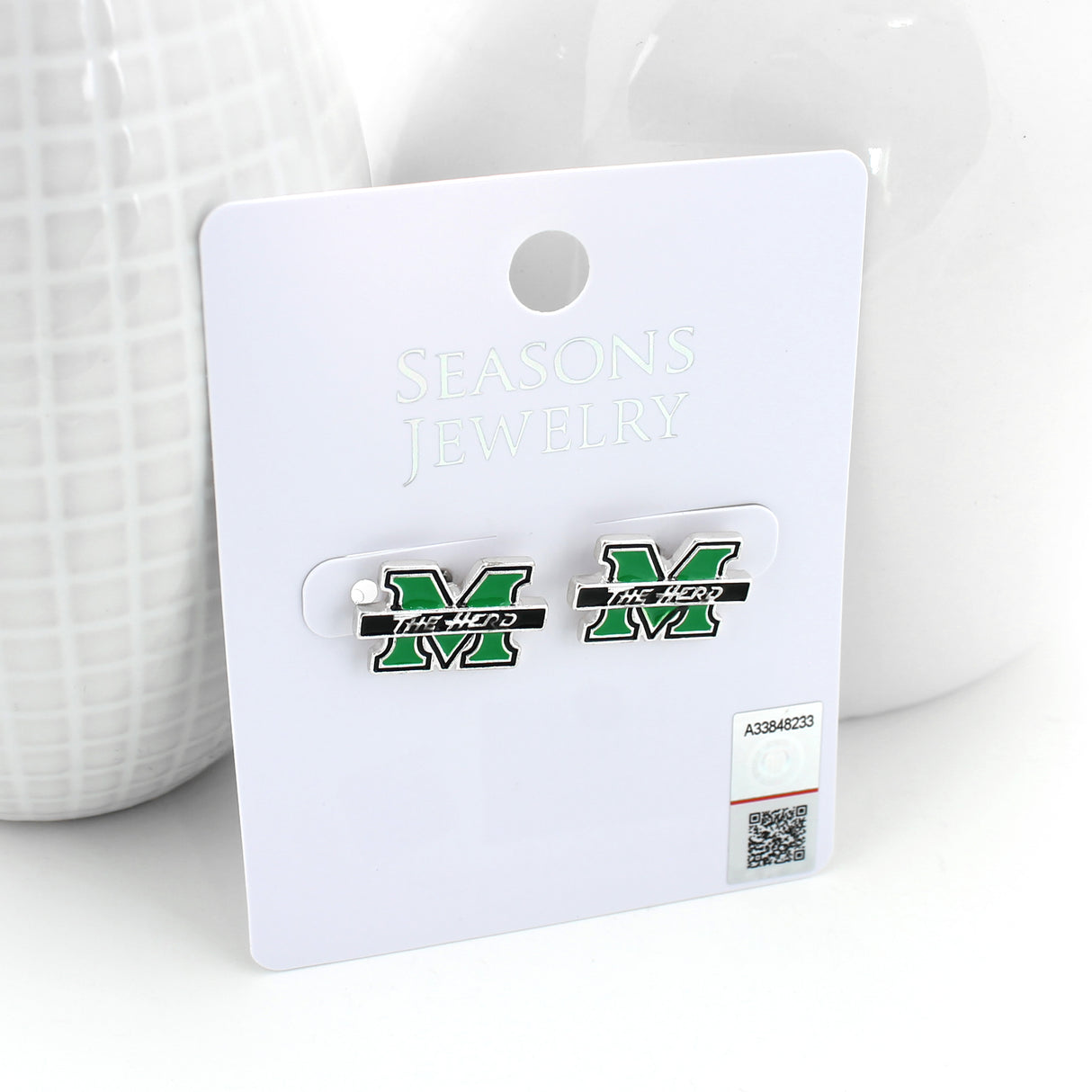 Marshall Enamel Logo Stud Earrings