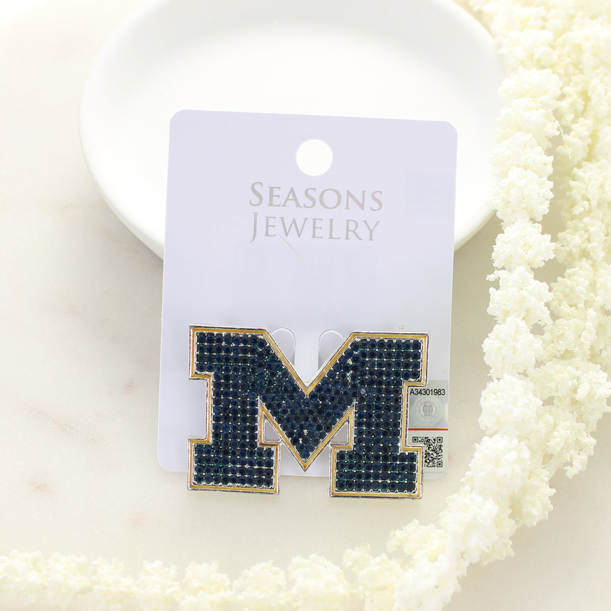 Michigan Crystal Logo Pin