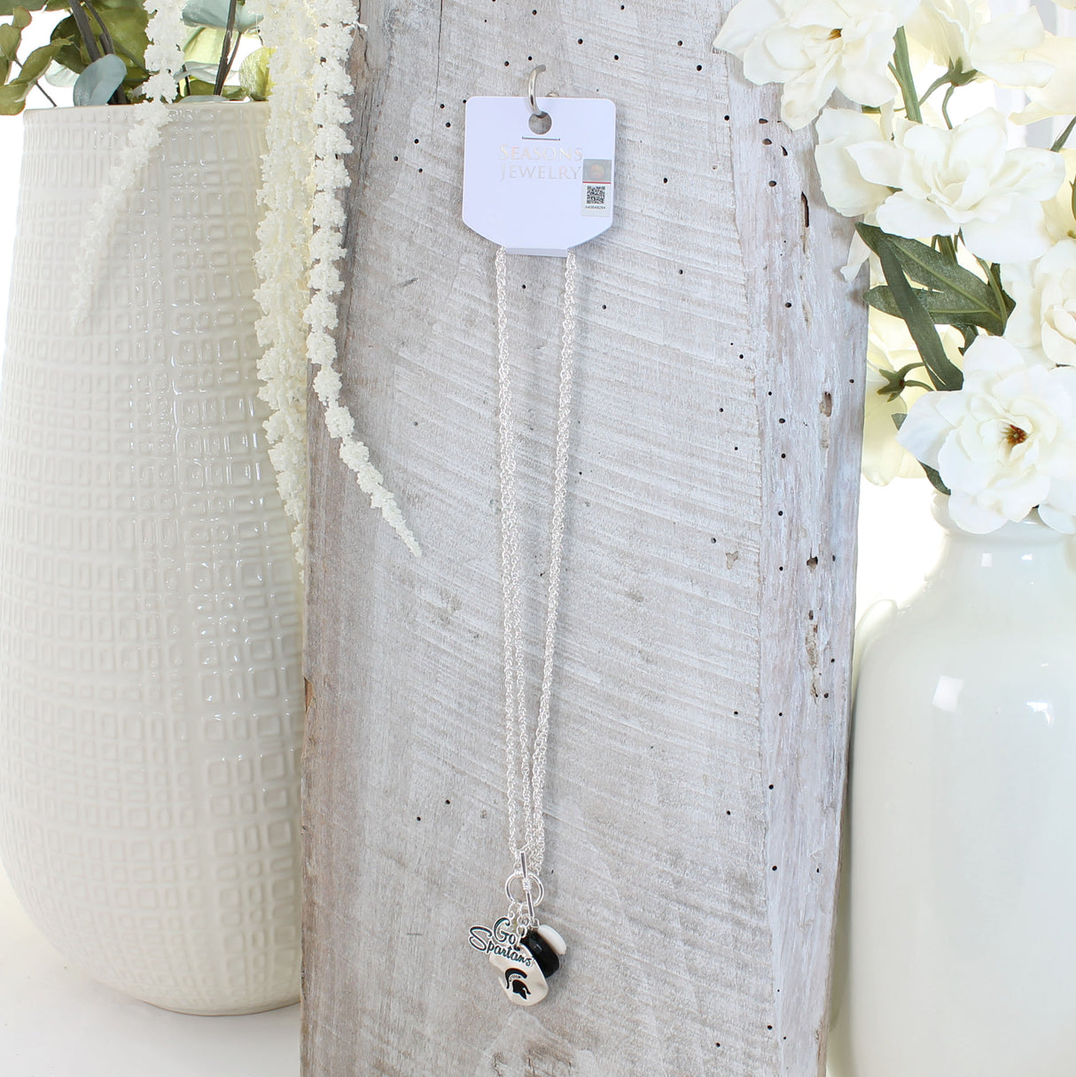 Michigan State Logo Disc & Slogan Cluster Convertible Necklace
