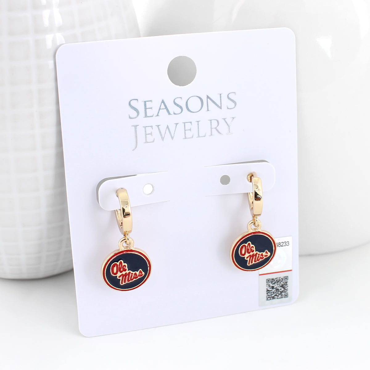Mississippi Gold Huggie Hoop Earrings w/Enamel Logo