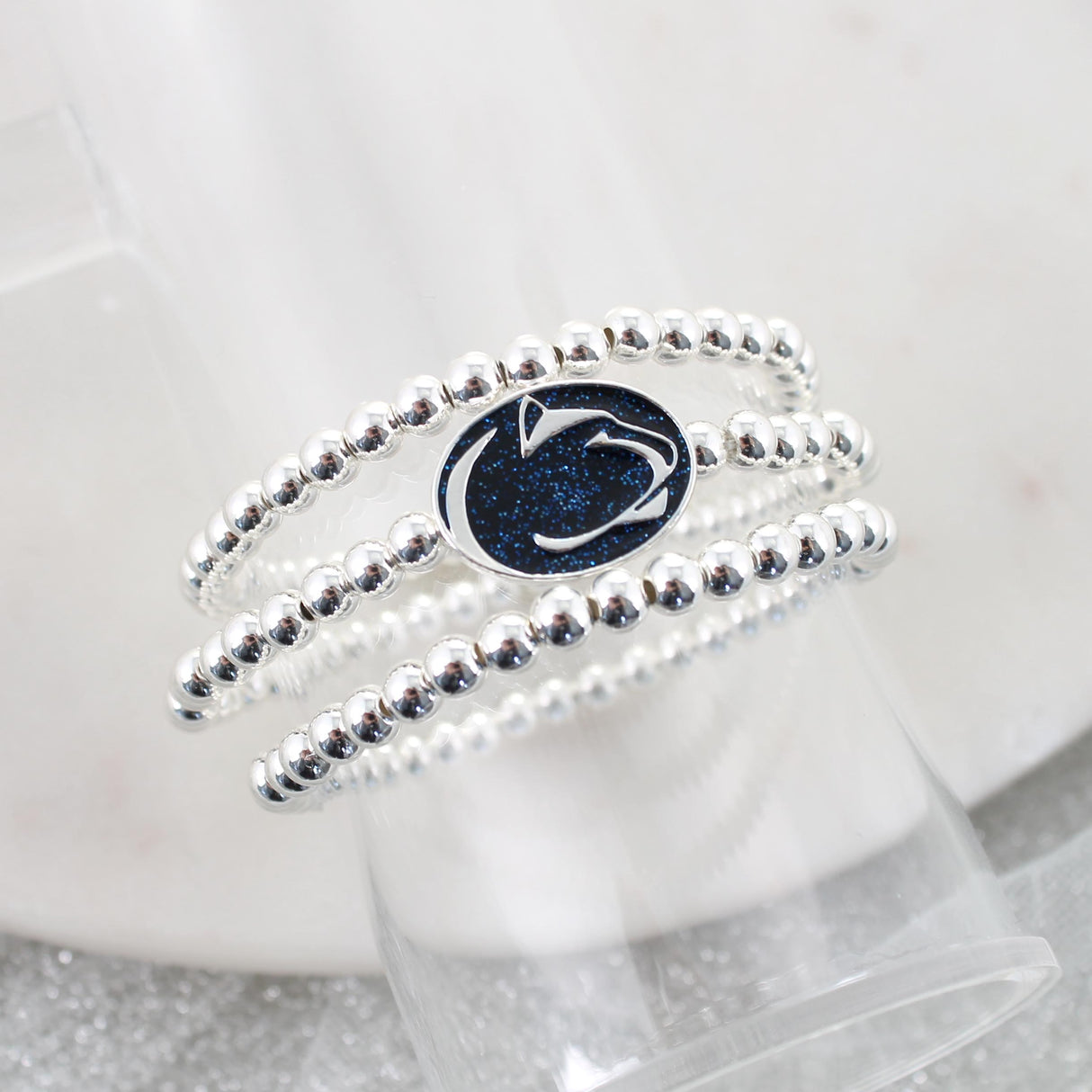 Penn State Glitter Enamel Logo Stretch Bracelet Set