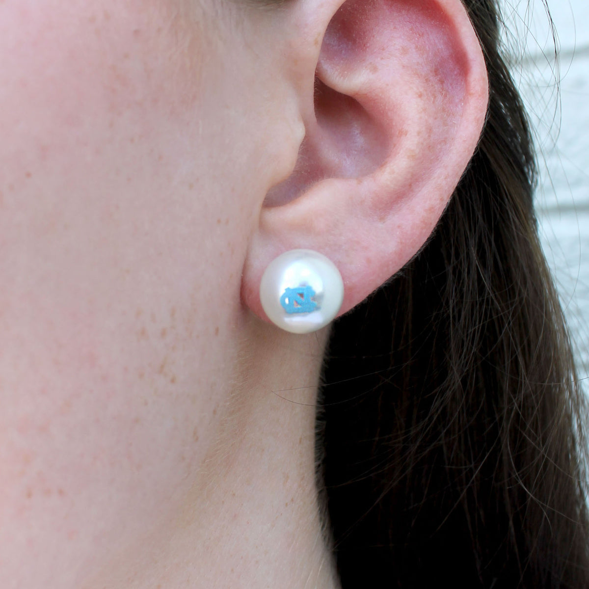 North Carolina Logo Pearl Stud Earrings