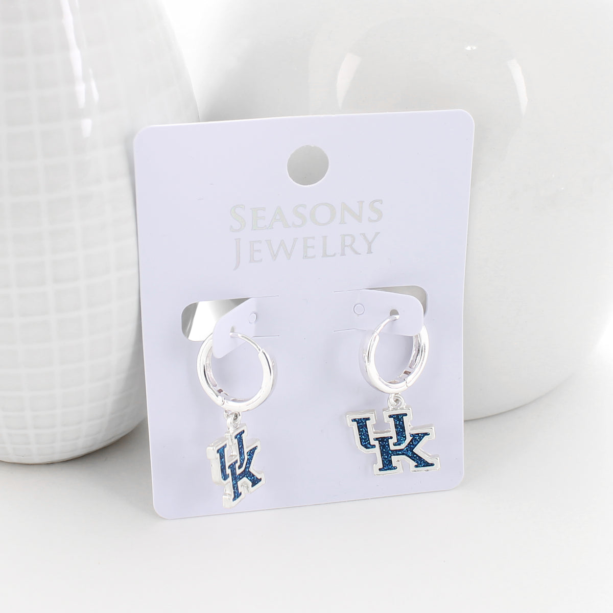 Kentucky Glitter Enamel Logo Huggie Hoop Earrings