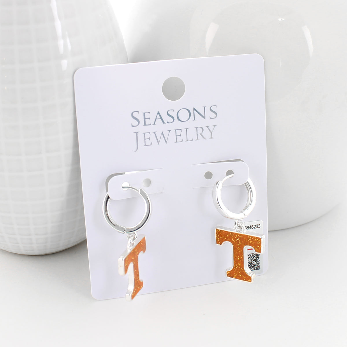 Tennessee Glitter Enamel Logo Huggie Hoop Earrings