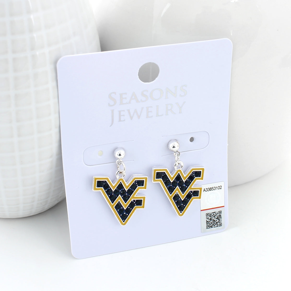 West Virginia Crystal Logo Earrings