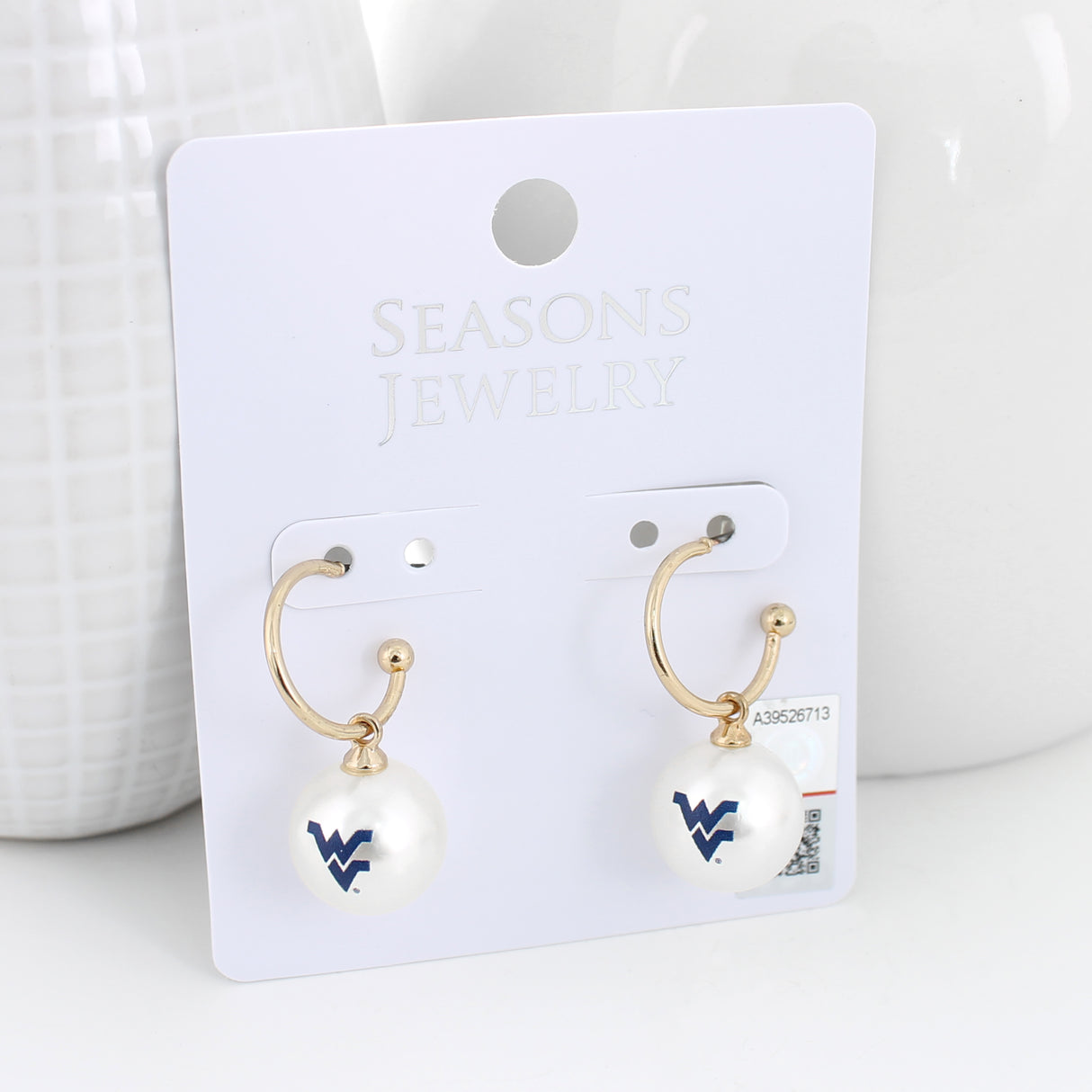 West Virginia Pearl Logo Hoop Earrings