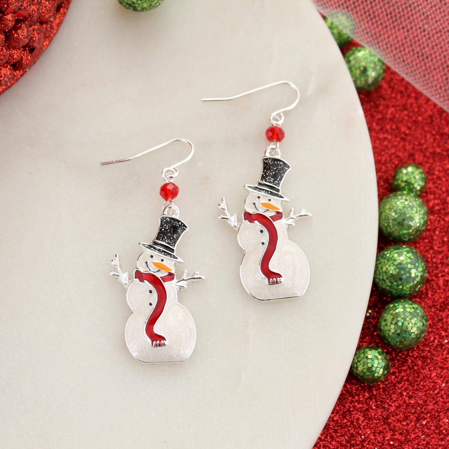Enamel Snowman Earrings