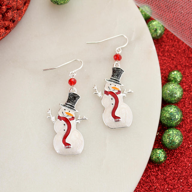 Enamel Snowman Earrings