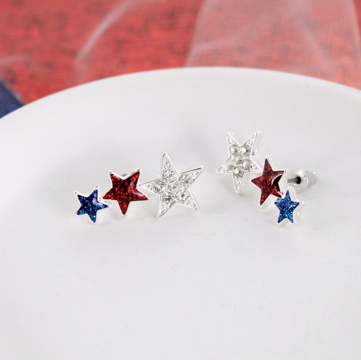 Red, White, & Blue Star Earring Crawler