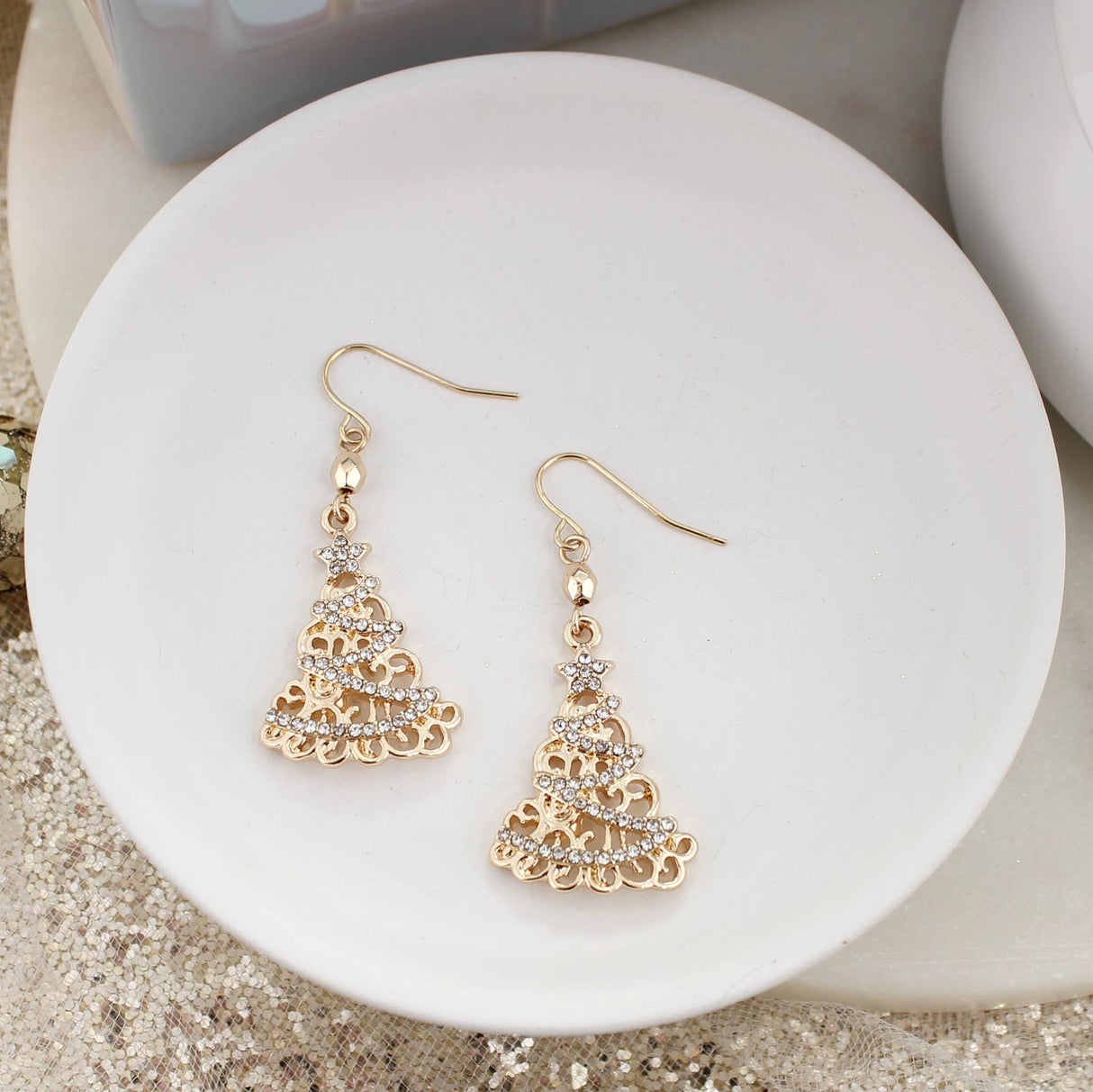 Gold & Crystal Tree Earrings