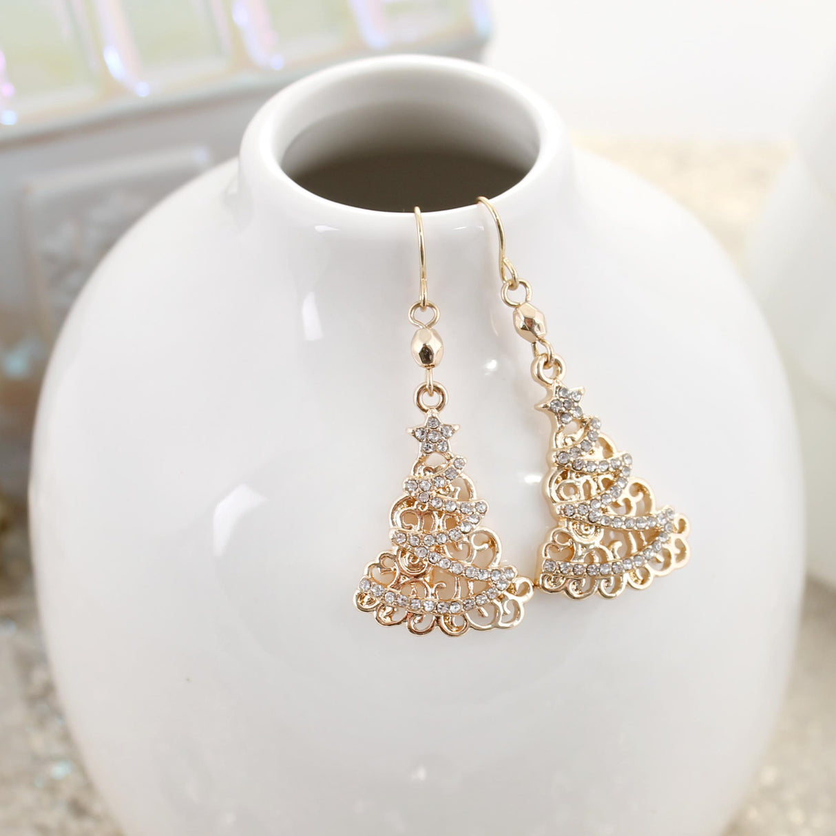 Gold & Crystal Tree Earrings