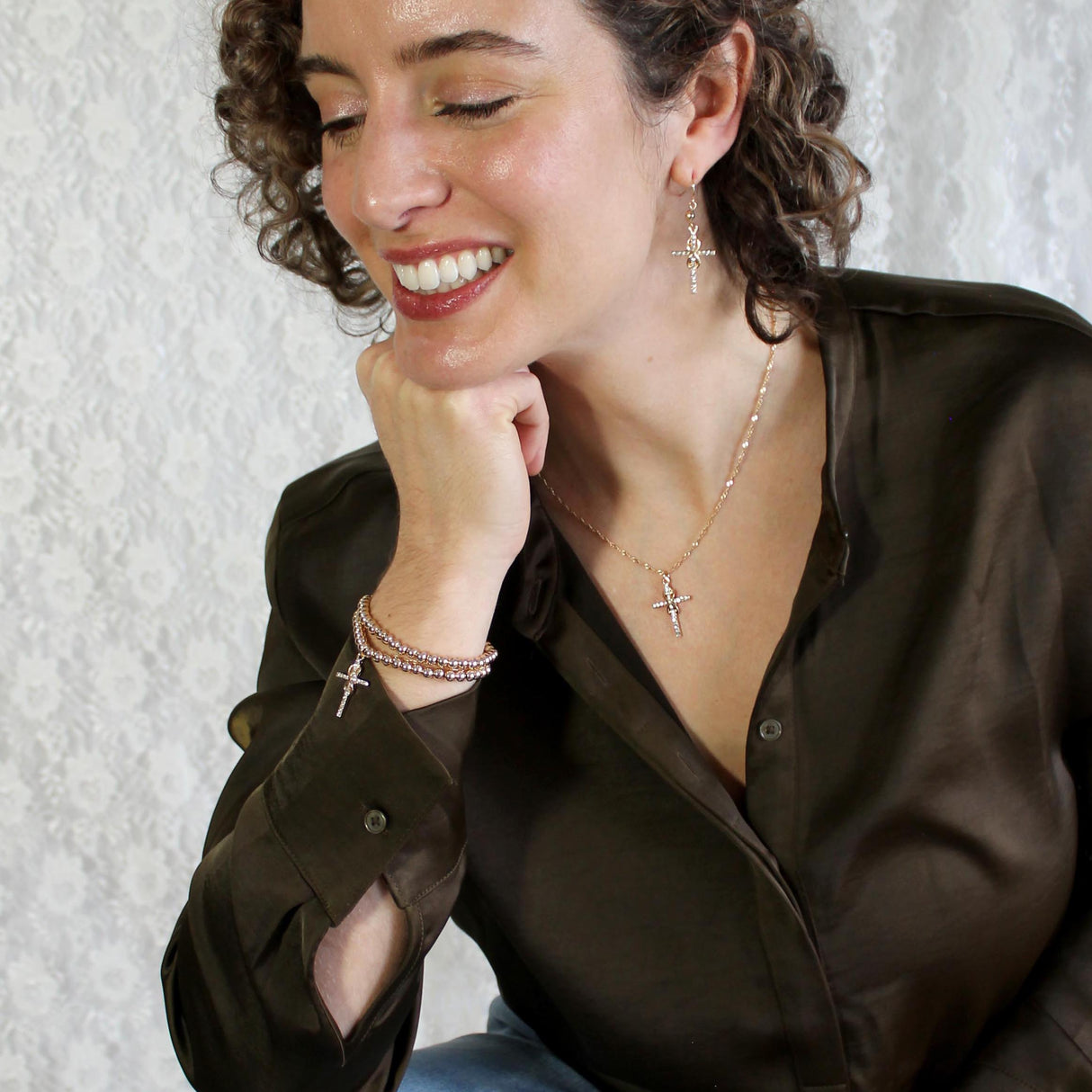 Crystal Infinity Cross Stretch Bracelet