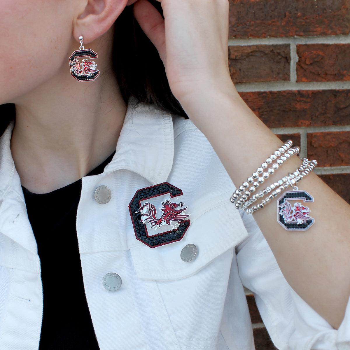 South Carolina Crystal Logo Convertible Pin/Pendant