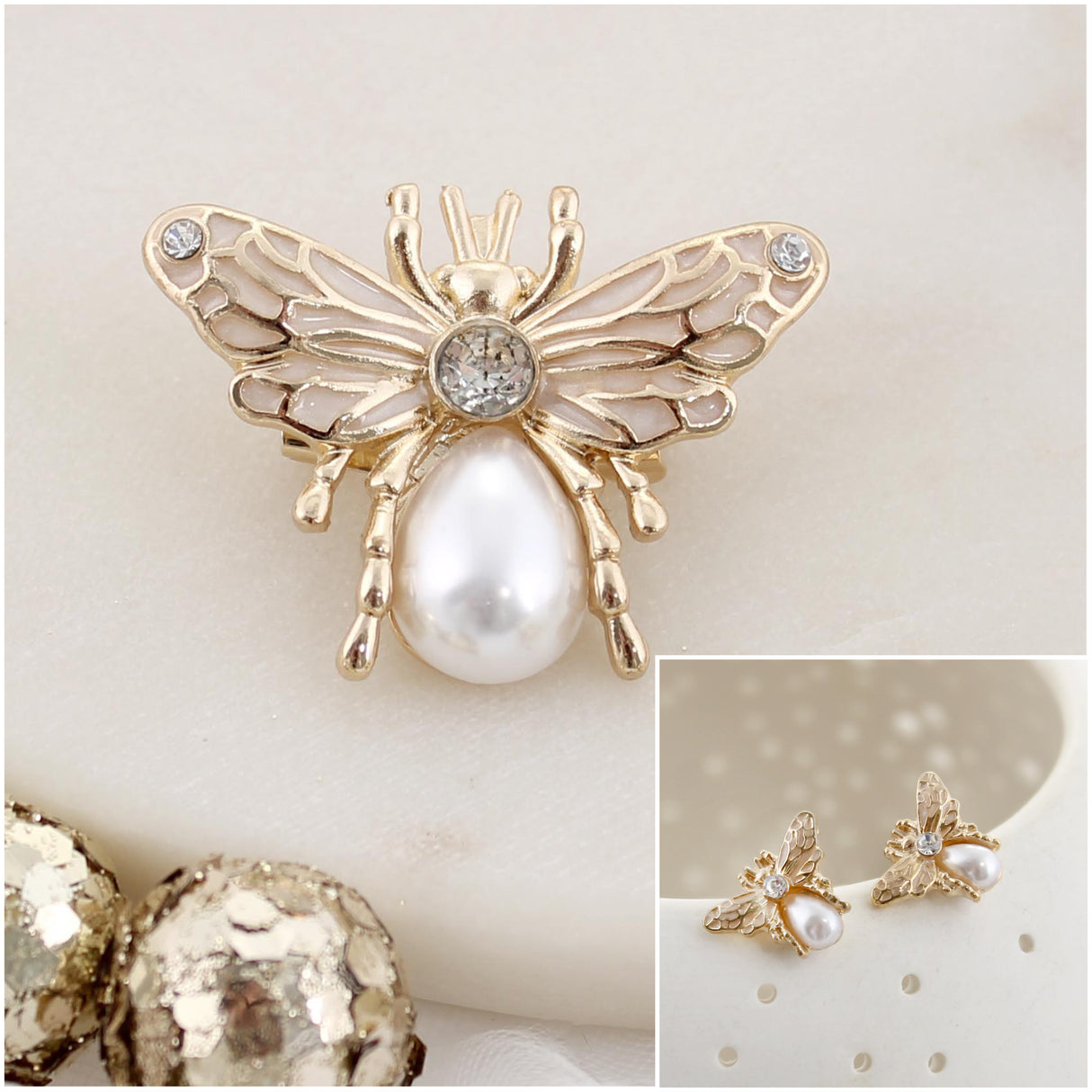 Gold & Pearl Bee 2-Piece Gift Set