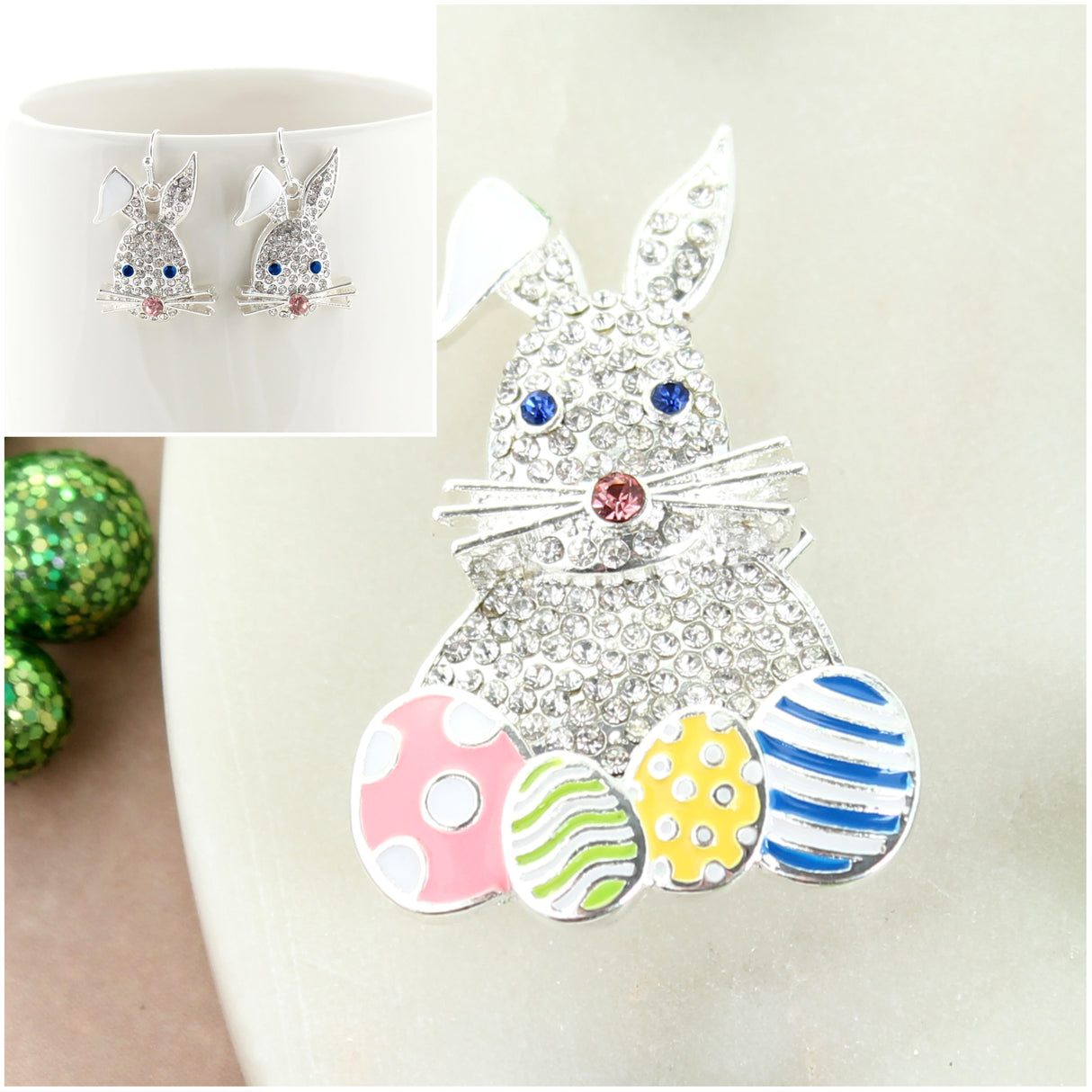 Crystal Bunny w/ Easter Eggs Gift Set