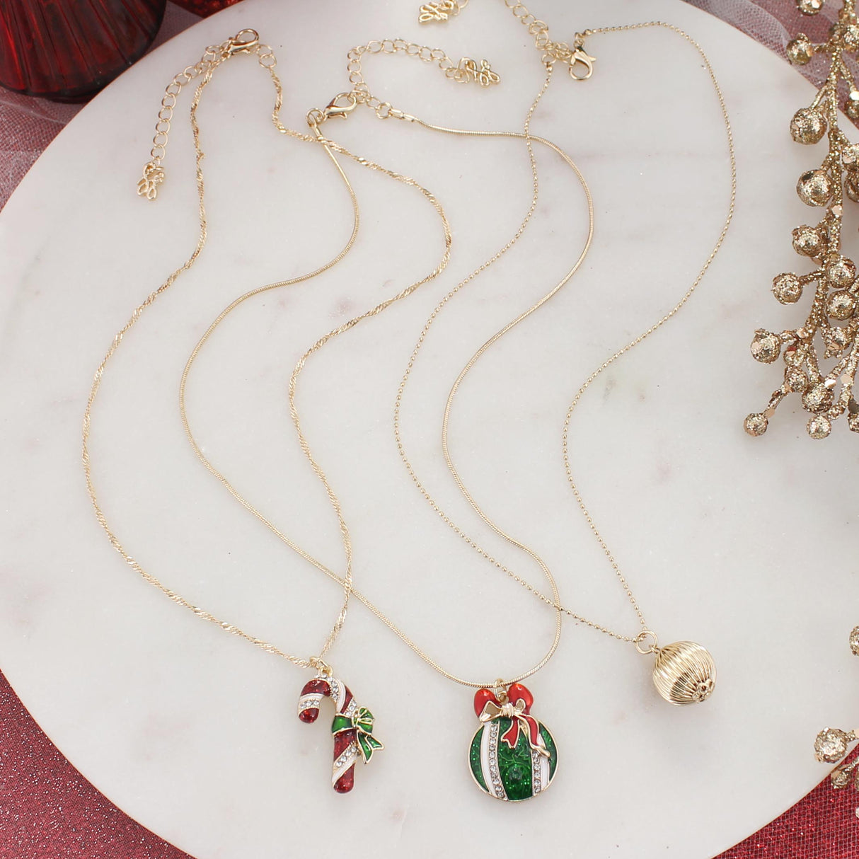 Vintage Christmas Charm Trio Necklace