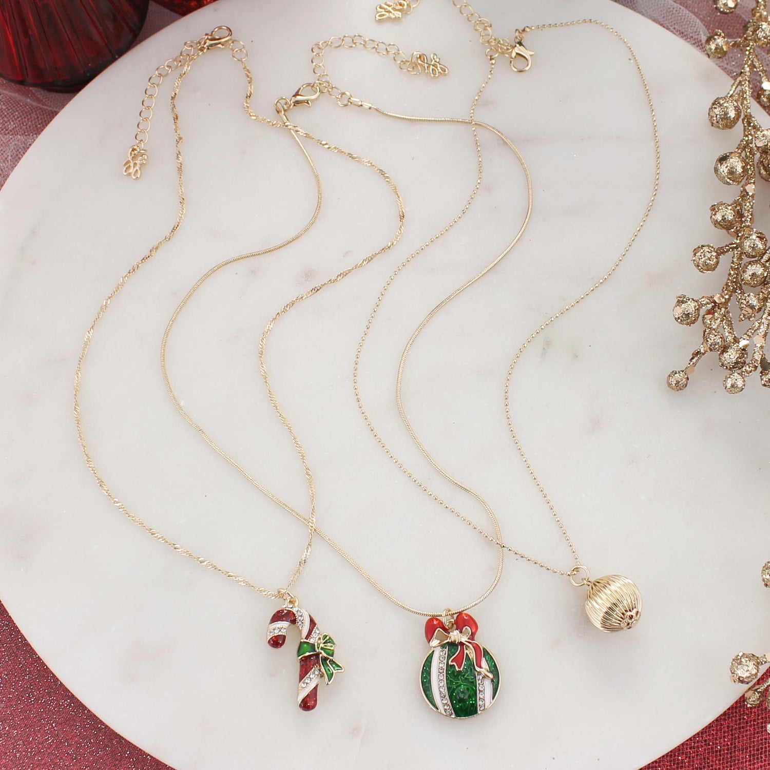 Vintage Christmas Charm Trio Necklace