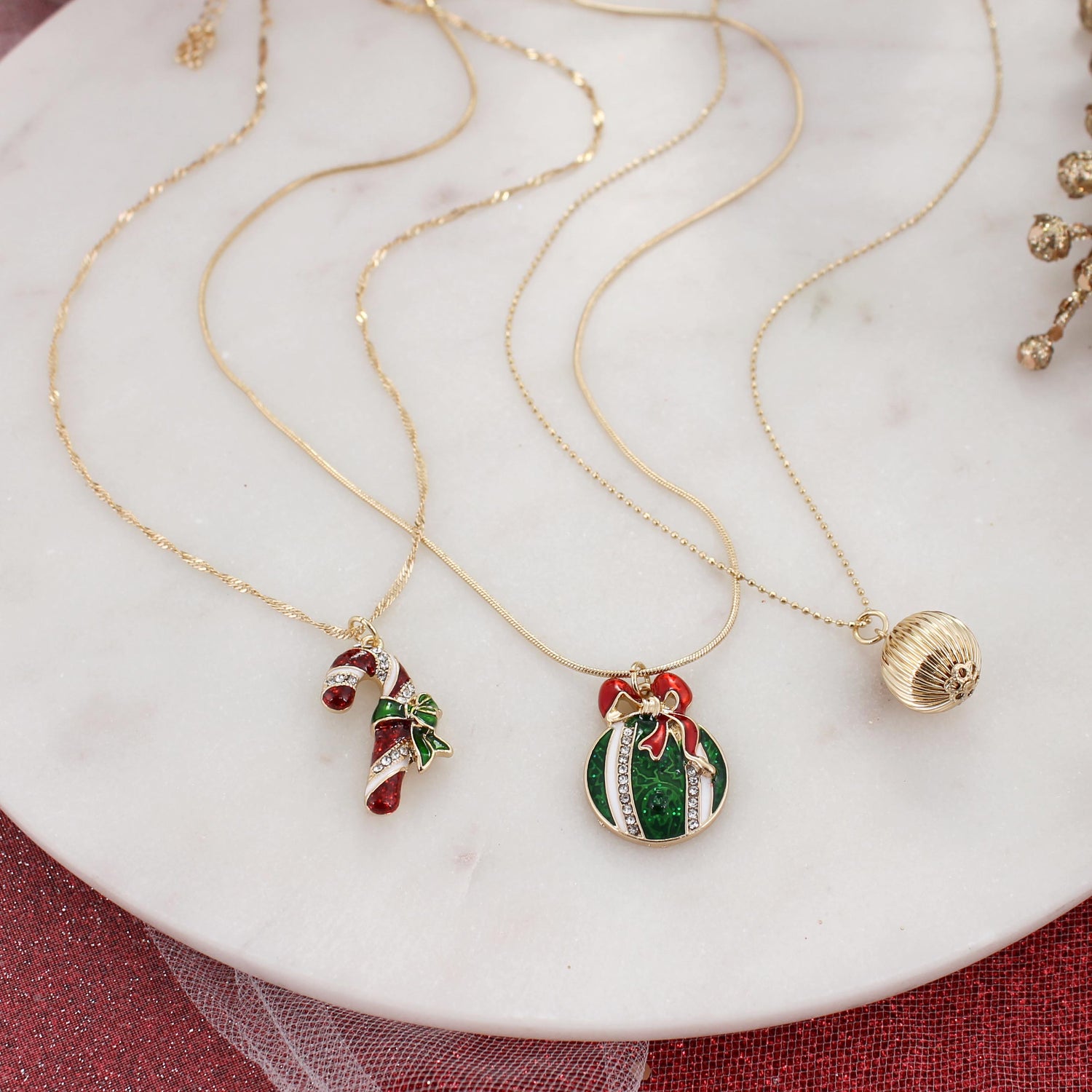 Vintage Christmas Charm Trio Necklace