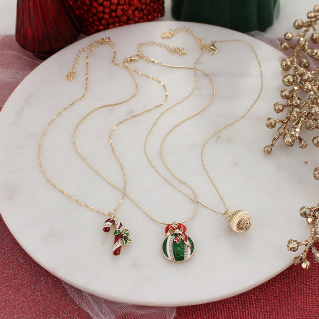 Vintage Christmas Charm Trio Necklace