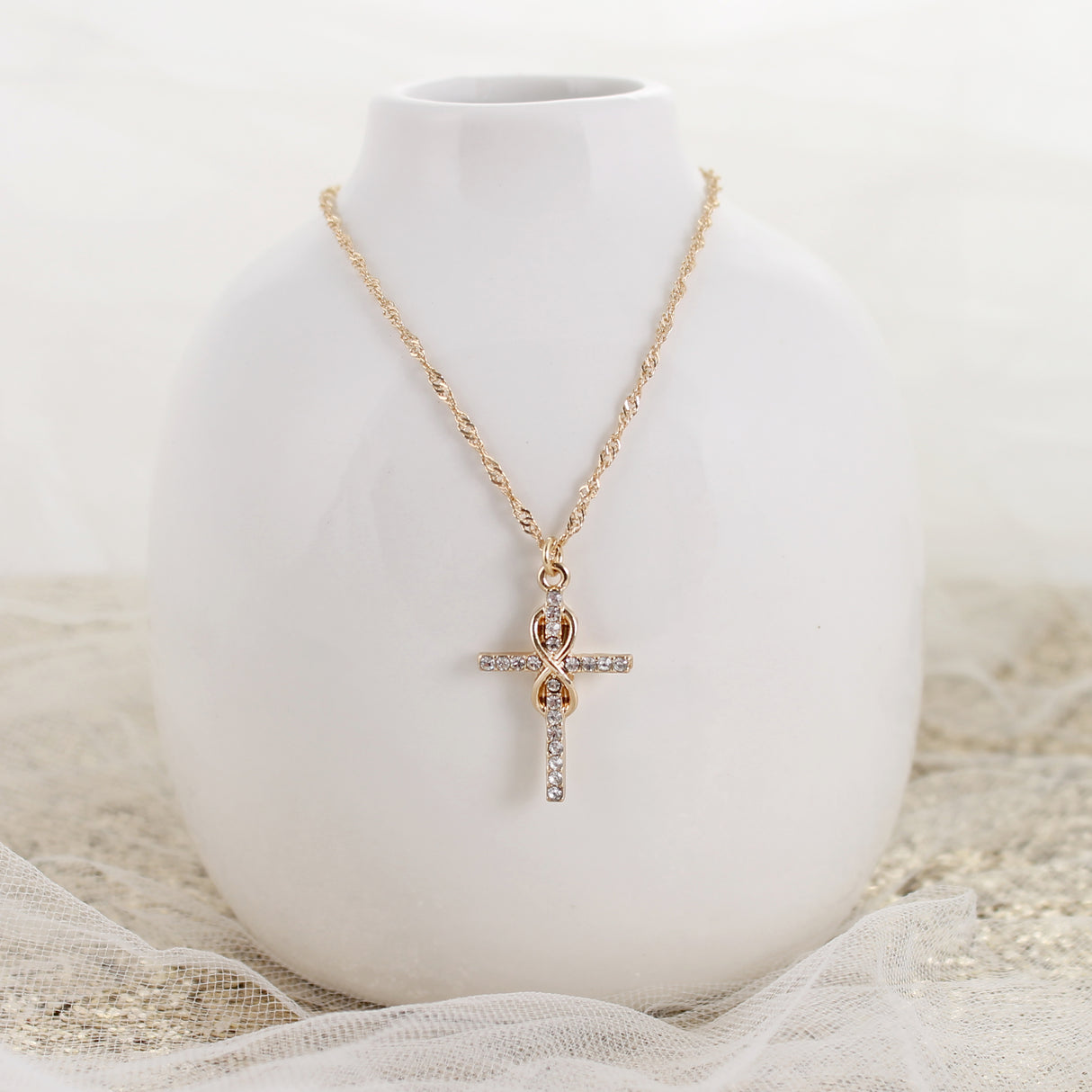 Crystal Infinity Cross Necklace