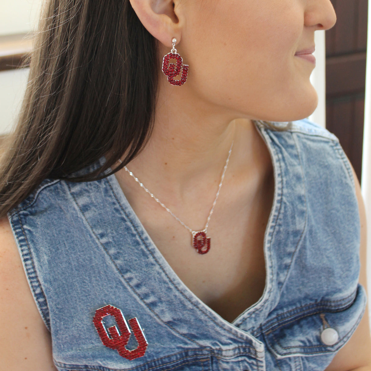 Oklahoma Crystal Logo Necklace