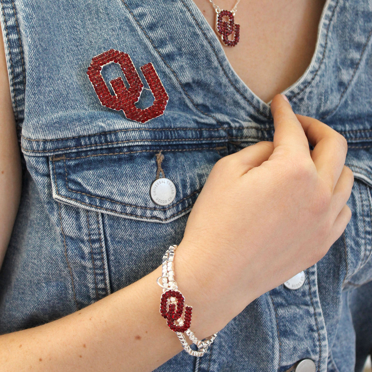 Oklahoma Crystal Logo Stretch Bracelet