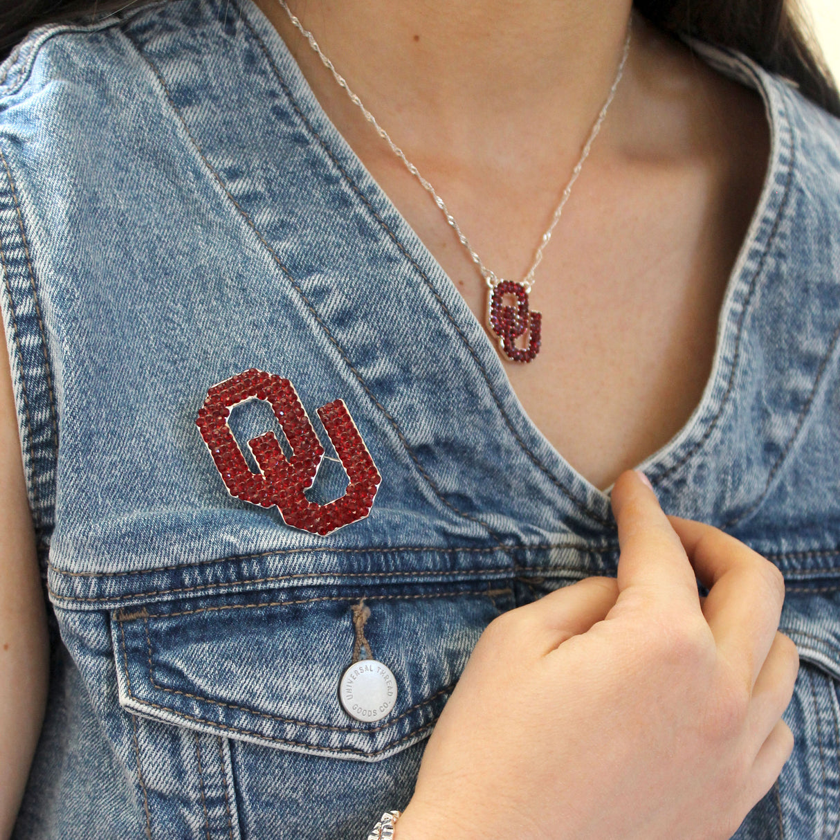 Oklahoma Crystal Logo Necklace