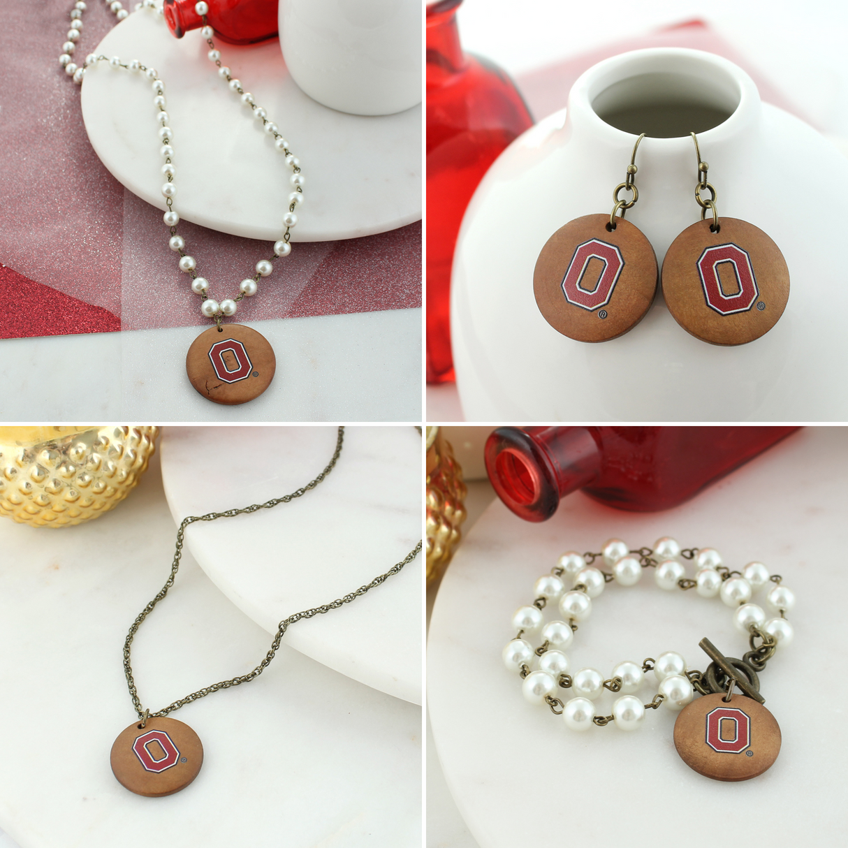 Ohio State Pearl & Wood Jewelry Gift Set