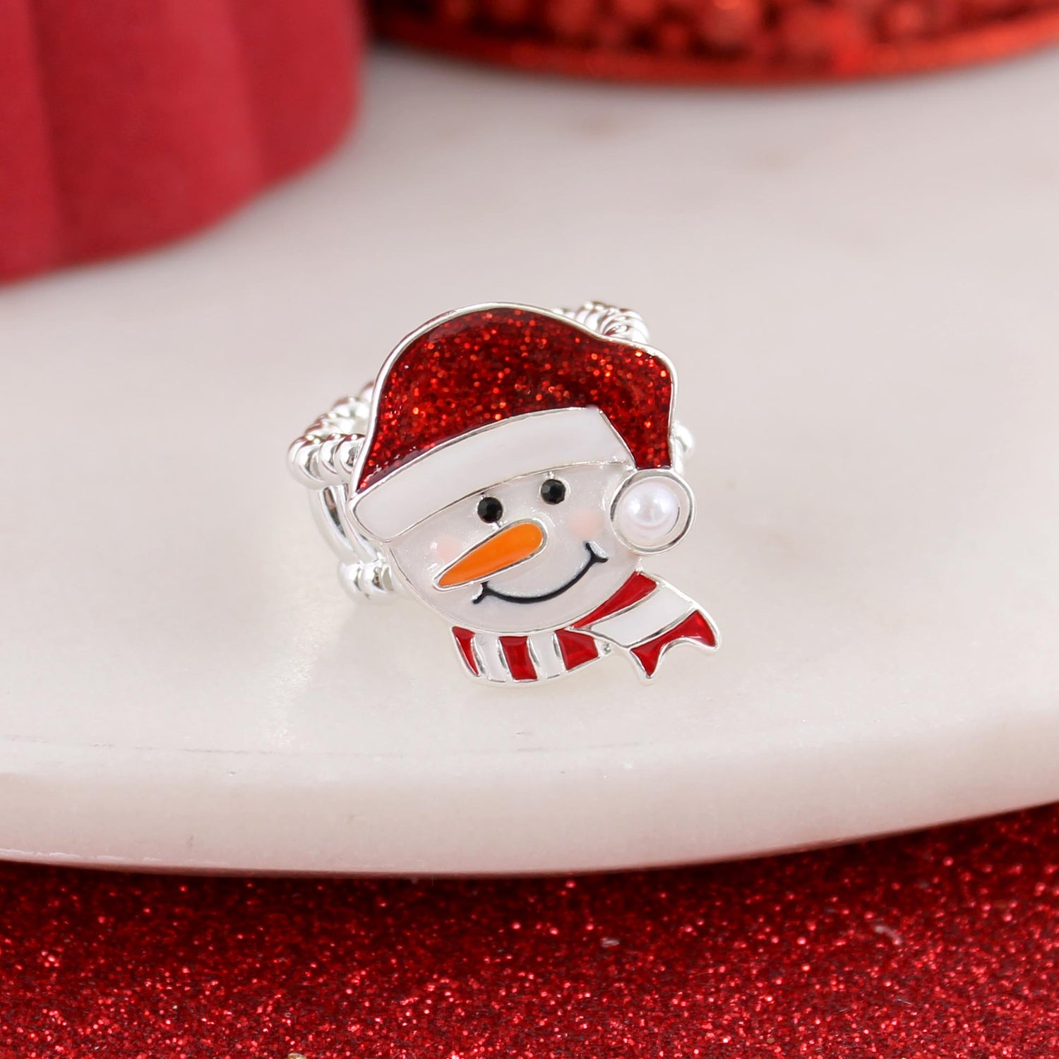 Snowman w/ Santa Hat Stretch Ring