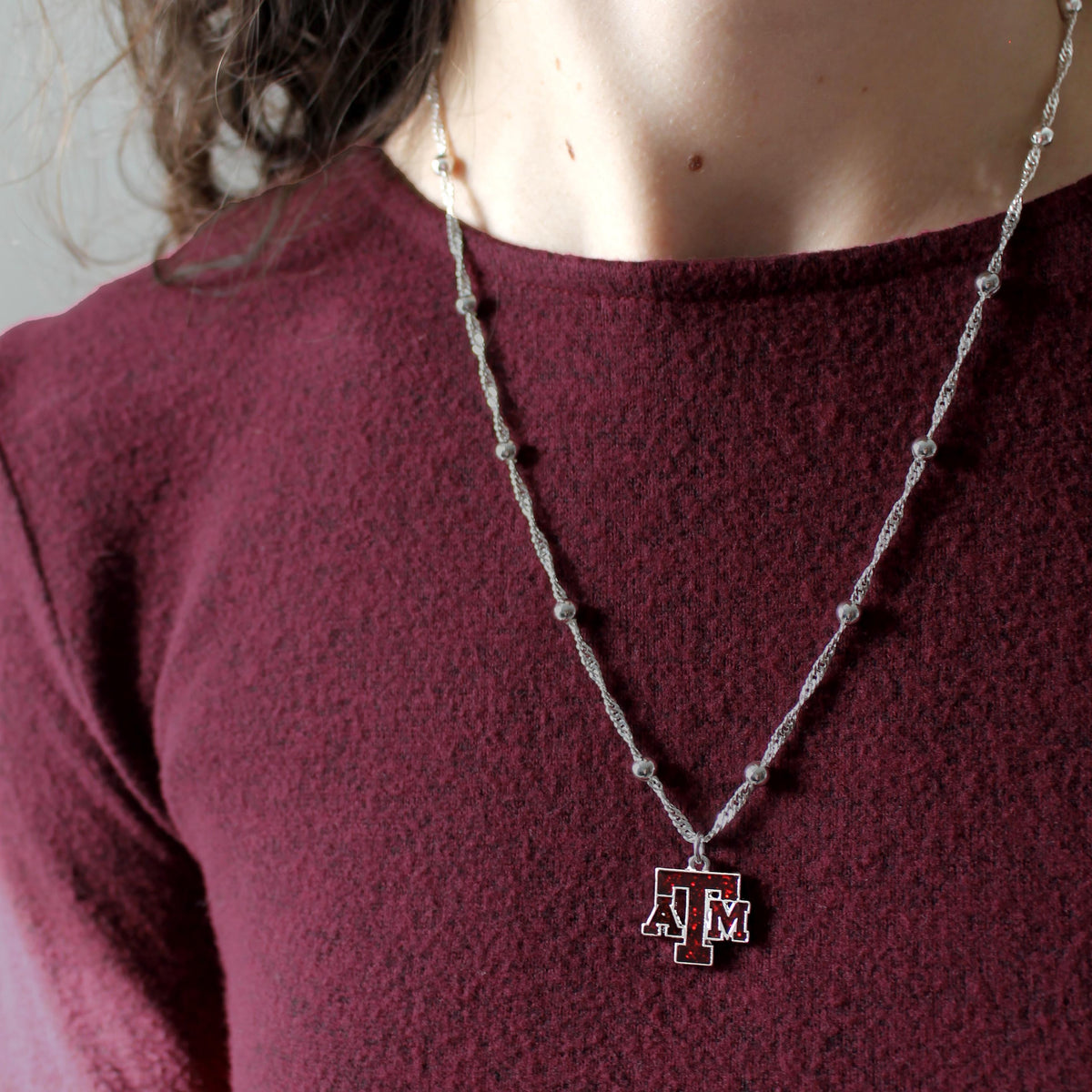 Texas A&M Glitter Enamel Logo Necklace