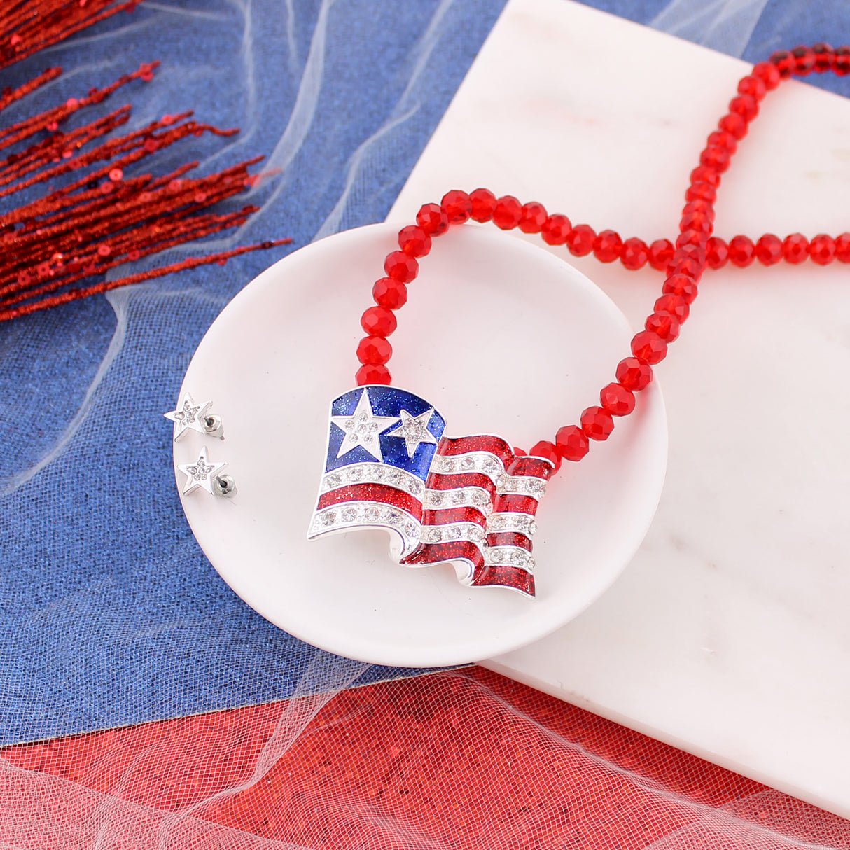 Crystal Waving Flag Pin/Pendant