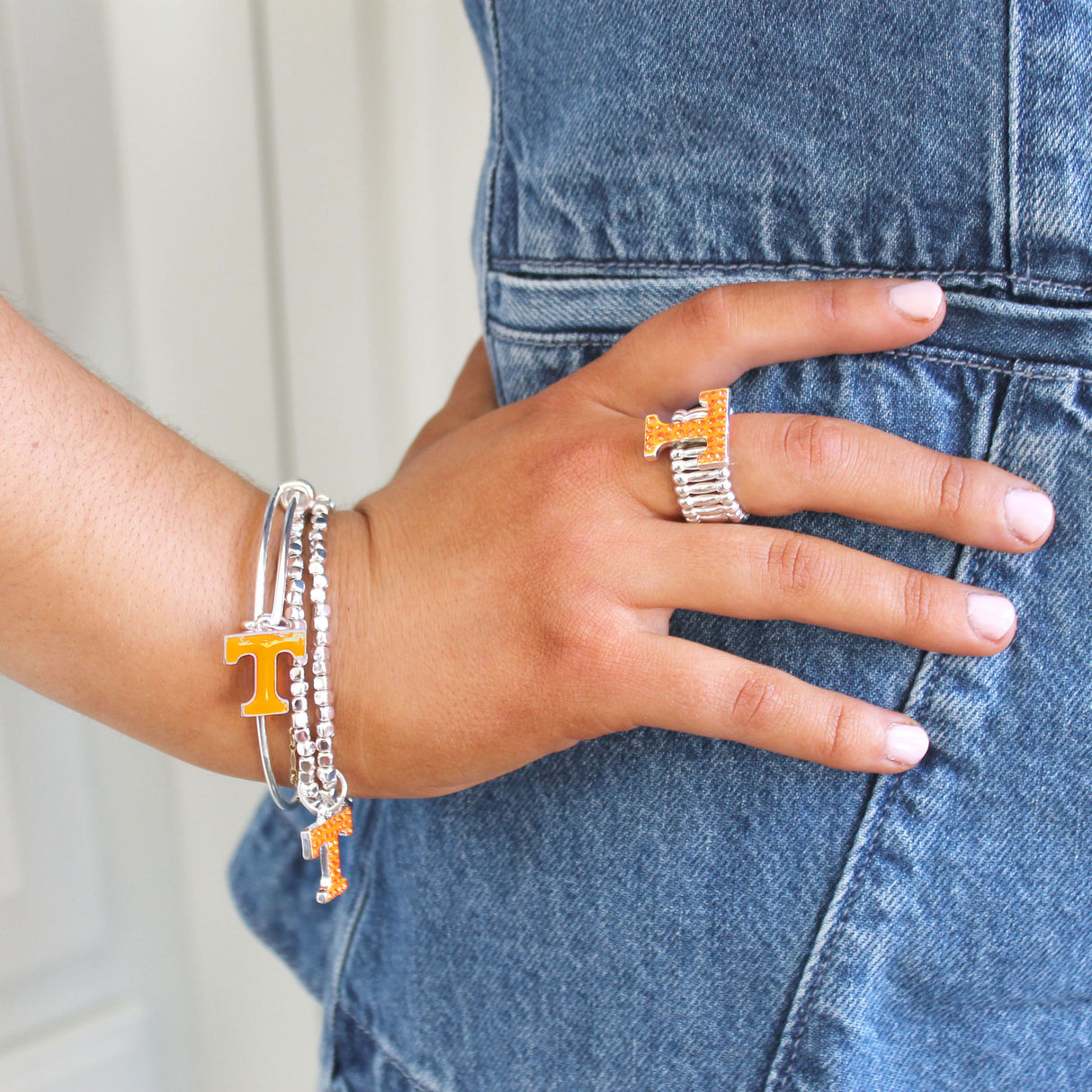 Tennessee Crystal Logo Stretch Ring