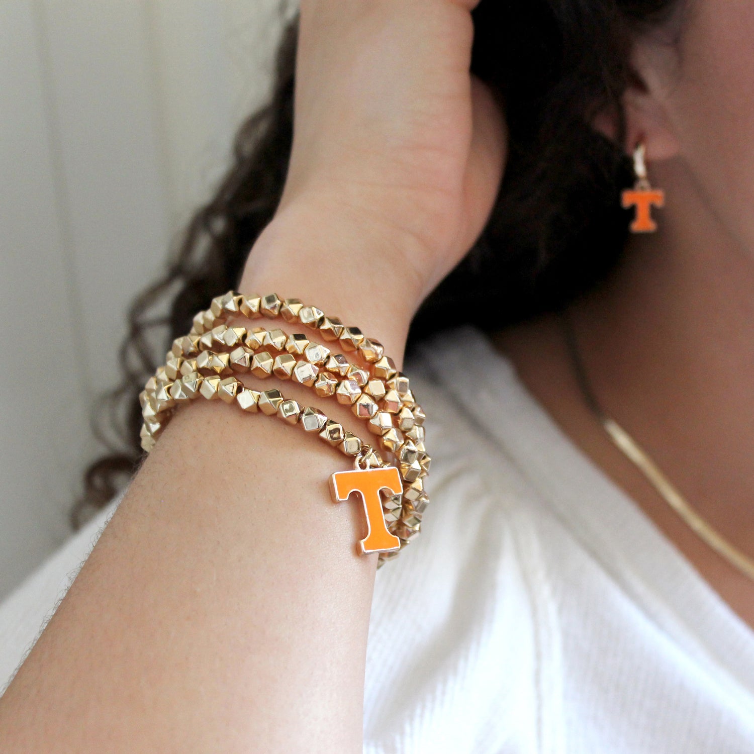 Tennessee Gold Stretch Bracelet w/Enamel Logo